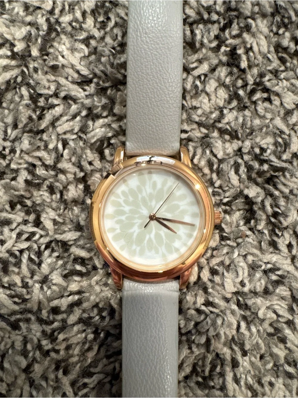 Gray Strap Watch with Rose Gold Case